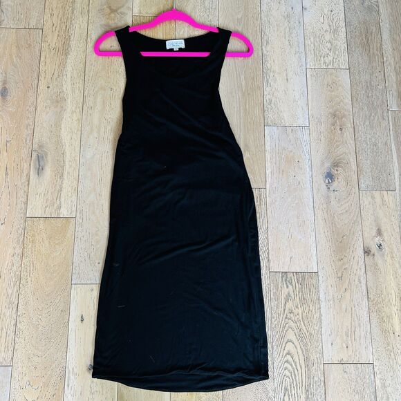 Terre Jacobs Black Cutout Back Dress M/L Casual Comfy Stretch Knit Minimalist - Picture 1 of 8